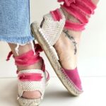 Espadrilles Scarpa Donna Flat In Camoscio Fuxia