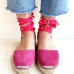 Espadrilles Scarpa Donna Flat In Camoscio Fuxia