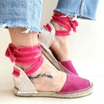 Espadrilles Scarpa Donna Flat In Camoscio Fuxia