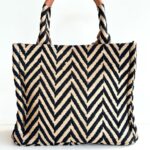 Chandana Borsa A Mano Donna In Tessuto Intrecciato Nero E Beige