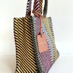 Chandana Borsa A Mano Donna In Tessuto Intrecciato Multicolore