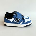 New Balance 480 Sneakers Bambino Avio Bianca E Nera Con Velcro