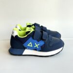 Sun 68 Sneakers Bambino Blu E Giallo Fluo Con Velcro