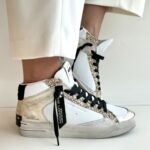 Crime London Deluxe Mid Sneakers Donna Bianca E Oro