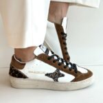 Ama Brand Slam Sneakers Donna Bianca Marrone E Animalier
