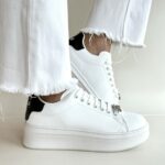 Gaelle Sneakers Donna Bianca E Talloncino Nero