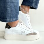 Sun 68 Sneakers Donna In Pelle Bianca Con Platform