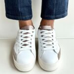 Sun 68 Sneakers Donna In Pelle Bianca Con Platform