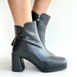 Bruno Premi Tronchetto Donna Nero Con Zip E Plateau