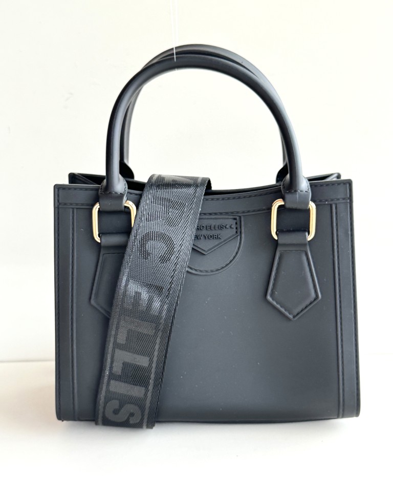 Marc Ellis Mini Shopper Donna In Gomma Nera E Rifiniture Oro