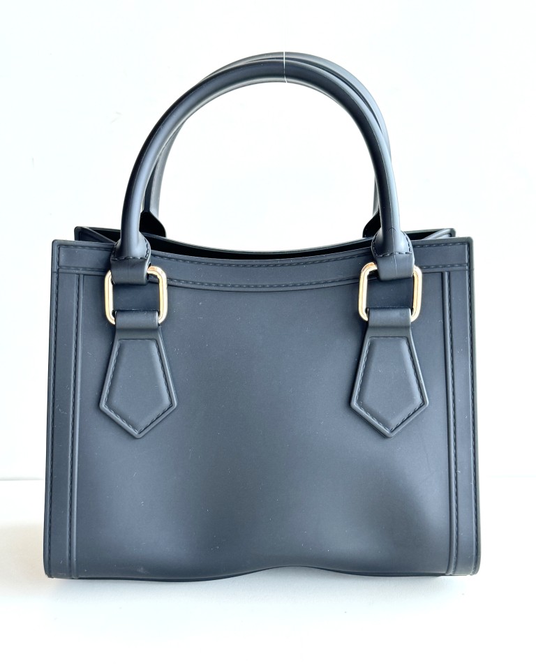 Marc Ellis Mini Shopper Donna In Gomma Nera E Rifiniture Oro