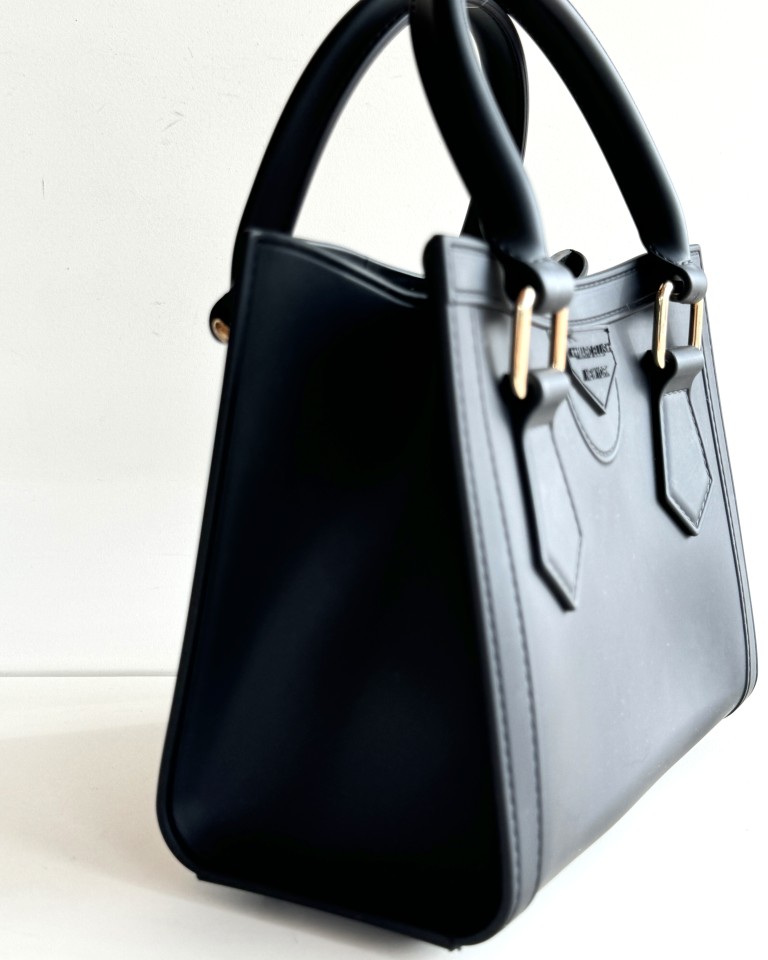 Marc Ellis Mini Shopper Donna In Gomma Nera E Rifiniture Oro