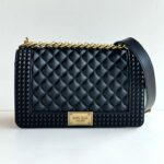 Marc Ellis Tracolla Donna In Gomma Nera Con Catena Oro