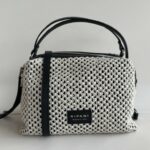 Ripani Borsa Donna A Mano E Tracolla In Rafia Naturale E Pelle Nera