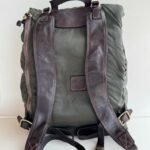 Campomaggi Londra Zaino Unisex In Nylon Vela Verde E Pelle Marrone