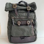 Campomaggi Londra Zaino Unisex In Nylon Vela Verde E Pelle Marrone