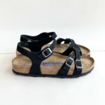 Birkenstock Kumba Sandalo Donna In Nabuck Nero Plantare Morbido