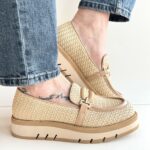 Bruno Premi Mocassino Donna in Rafia Beige con Platform