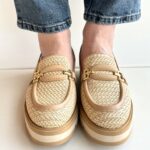 Bruno Premi Mocassino Donna in Rafia Beige con Platform