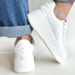 Ash Moby Rubber Sneaker Donna Bianca Con Borchie In Gomma