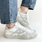 Ash Moonlight Strass Sneakers Donna Bianca Effetto Vintage