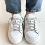 Crime London Sk8 Deluxe Sneakers Donna Bianca Con Strass Effetto Vintage