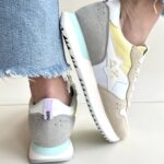 Sun 68 Sneakers Donna Bianca Beige E Lime