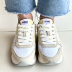 Sun 68 Sneakers Donna Bianca Beige E Lime