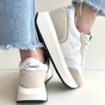 Sun 68 Sneakers Donna In Tela E Pizzo Bianco