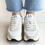 Sun 68 Sneakers Donna In Tela E Pizzo Bianco