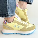 Sun 68 Sneakers Donna Giallo Limone Con Borchie