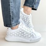 Voile Blanche Herika Sneakers Donna Bianca Con Lavorazione Laser