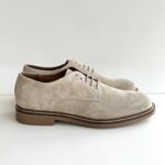 Frau Derby Uomo In Camoscio Beige Con Fondo Gomma