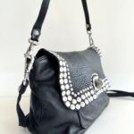 Campomaggi Orchidea Borsa A Tracolla Donna In Pelle Nera Con Borchie