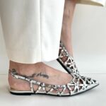 Ash Bazaar Slingback Donna Argento Con Borchie