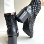 Metisse Tronchetto Donna Pelle Intrecciata Nero
