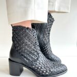 Metisse Tronchetto Donna Pelle Intrecciata Nero