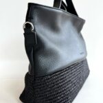 Ripani Borsa Shopping Donna In Pelle E Rafia Nera