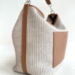 Ripani Borsa A Spalla Donna In Rafia Naturale E Pelle Cuoio