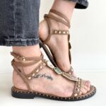 Ash Penny Sandalo Donna Cuoio Con Borchie E Pietre