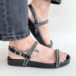 Emanuelle Vee Sandalo Piano Donna Nero Con Strass