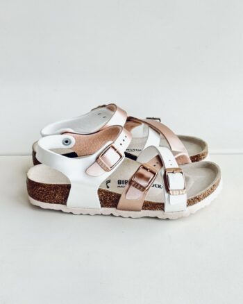 Birkenstock Kumba Sandalo Bambina In Birko Flor Perlato E Rosa