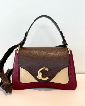 Coccinelle Tracolla In Pelle Bordeaux Marrone E Crema