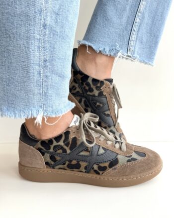 Ash Sunset Sneakers Donna In Cavallino Animalier Military E Camoscio Marrone