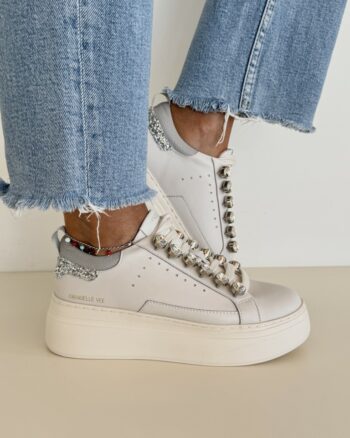Emanuelle Vee Sneakers Donna Avorio Con Cristalli