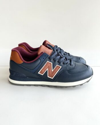 New Balance 574 Sneakers Uomo In Pelle Blu E Cuoio