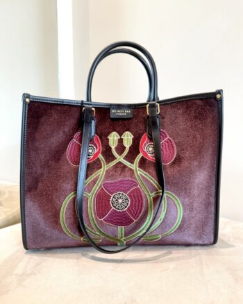 My Best Bag Atena Borsa Shopping Donna In Velluto Marrone Con Fiore