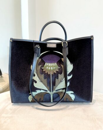 My Best Bag Atena Borsa Shopping In Velluto Nero Con Fiore