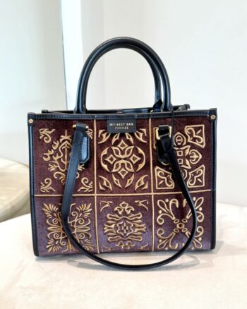 My Best Bag Mini Atena Borsa Donna In Velluto Marrone E Ocra