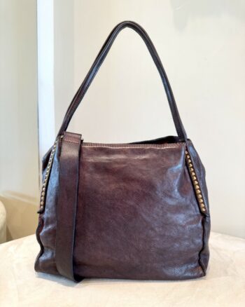 Campomaggi Borsa A Spalla Marrone Con Piccole Borchie Oro